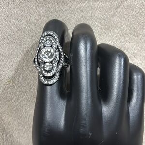 Rarities HSN Black gunmetal simulated diamond Fillagree ring sizes 8 & 9
